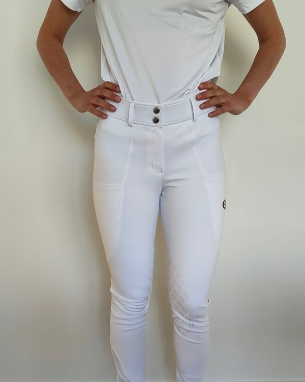 Eqona Competition Ridbyxor Half Grip Dam - Vit